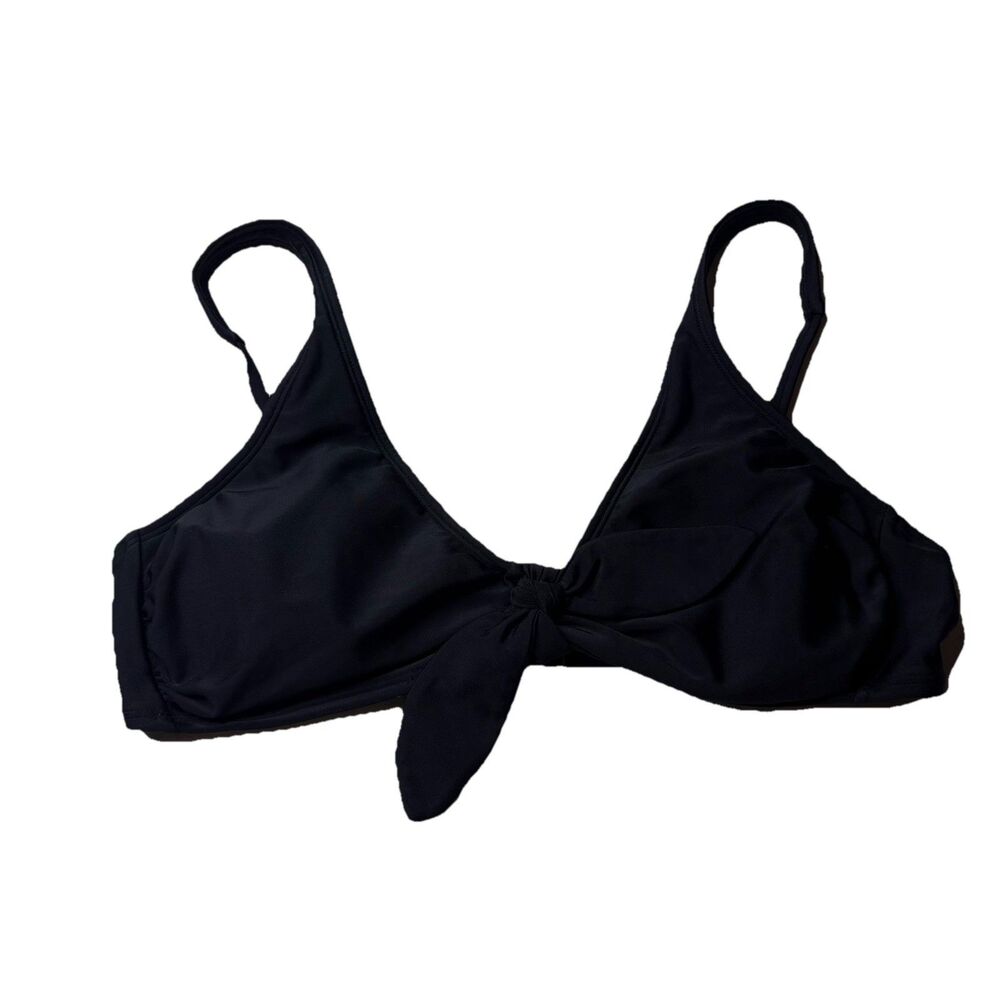 Xhilaration Bikini Top Black Solid Tie Swim Bra Target Size Large Juniors NWOT